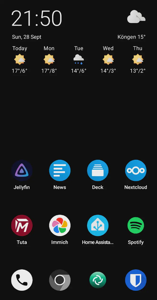 Clean home screen